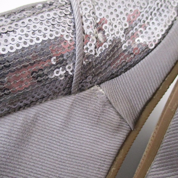 Toms 8 Wedge Peep Toe Stella Sequin Silver Dance - Picture 7 of 8